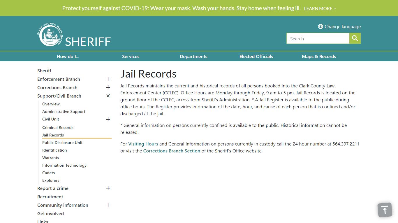 Jail Records | Clark County